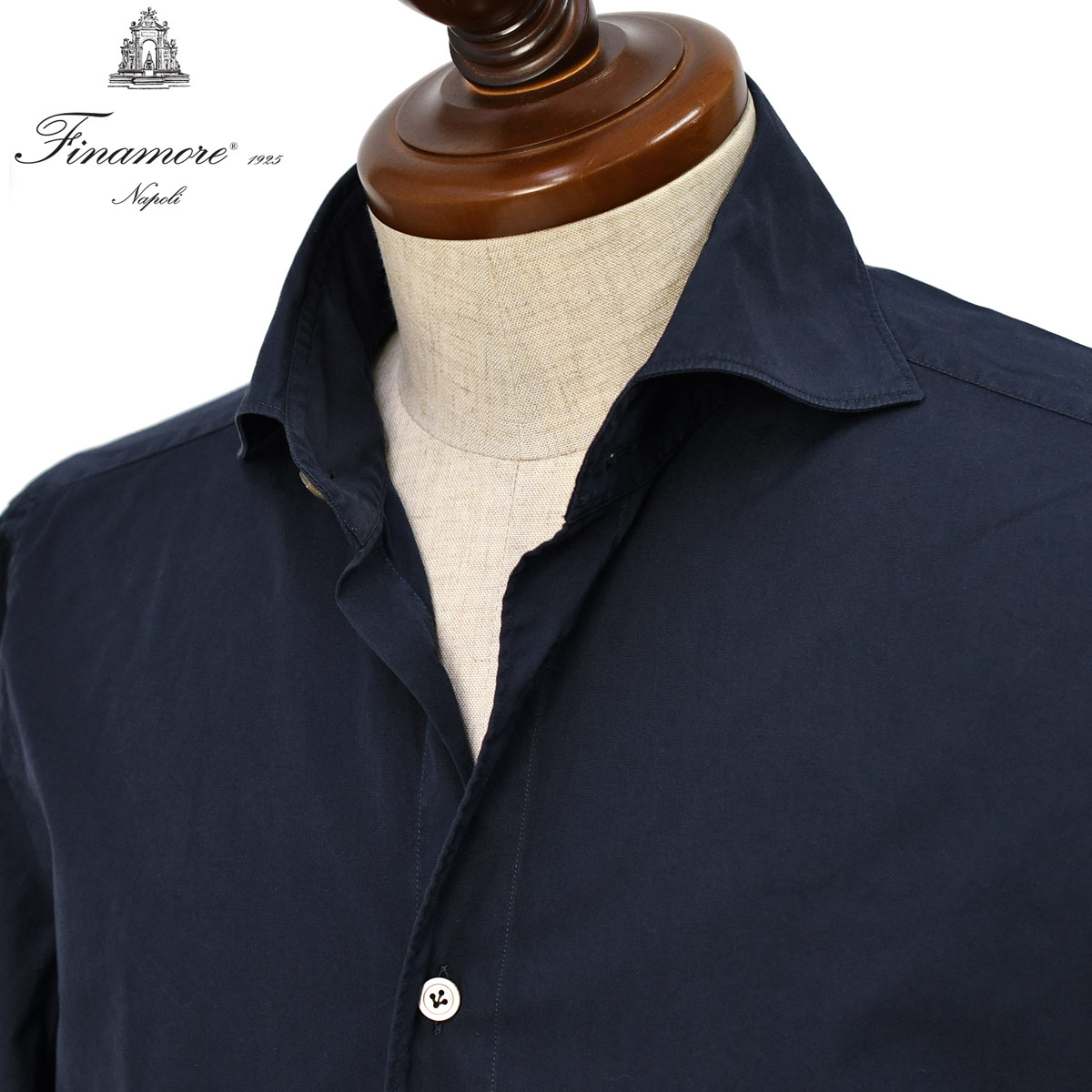 【最大2,500円オフクーポン】【ポイント5倍】Finamore【フィナモレ】シャツ PIERO BALI C0617E 3 コットン ポプリン ネイビー