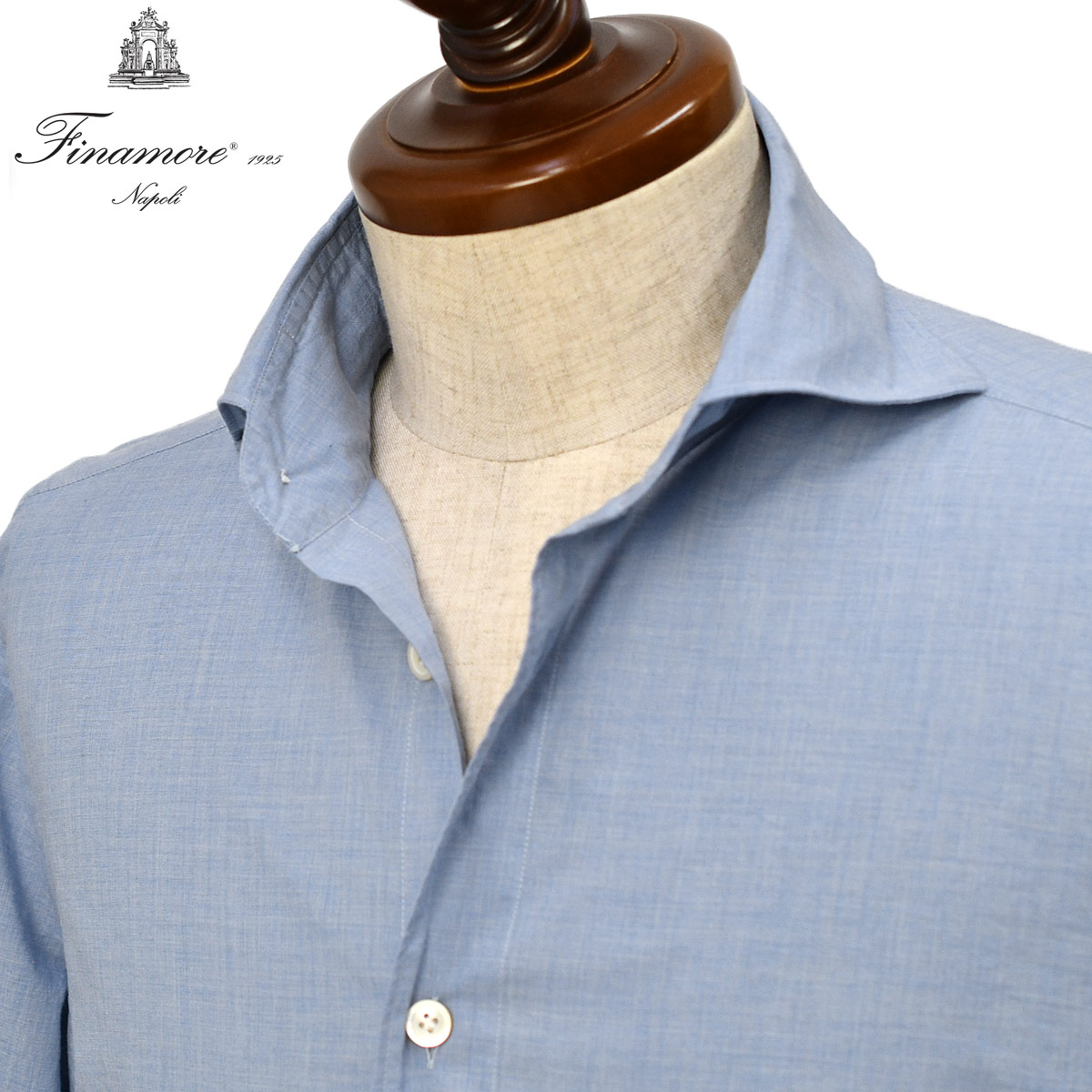 【最大2,500円オフクーポン】【ポイント5倍】Finamore【フィナモレ】シャツ PIERO BALI C0684 5 コットン シャンブレー インディゴ
