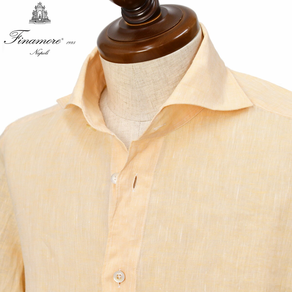 Rakuten - 【6/4(木)20：00〜 最大5,000円オフクーポン】Finamore【フィナモレ】シャツ PIERO BALI C0649 3 リネン シャーベットオレンジ