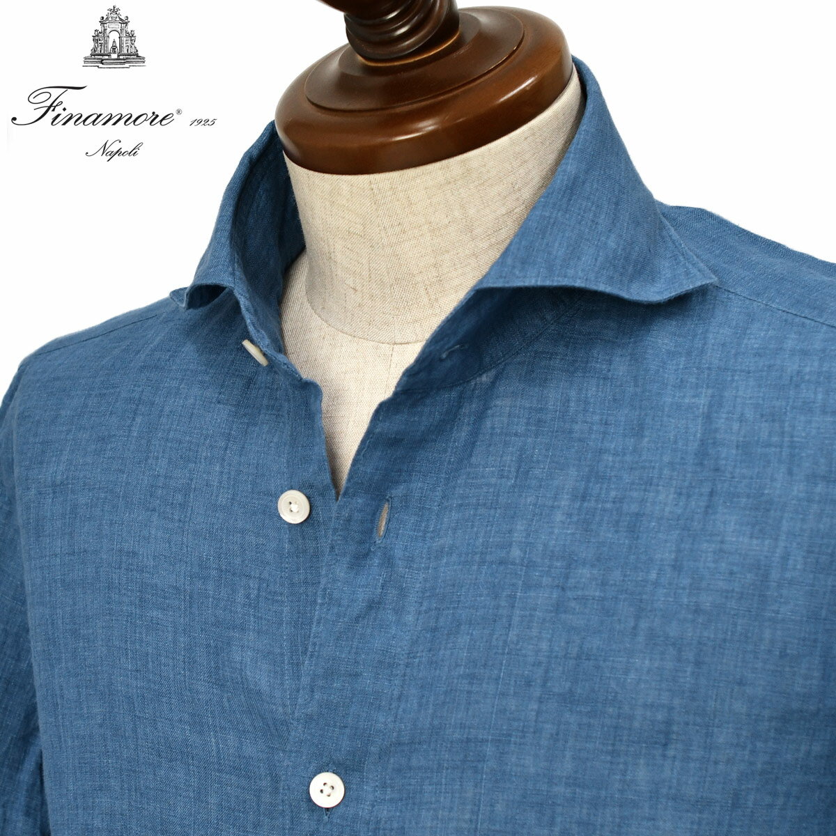 Rakuten - 【6/4(木)20：00〜 最大5,000円オフクーポン】Finamore【フィナモレ】シャツ PIERO BALI C0650 9 リネン ブルー