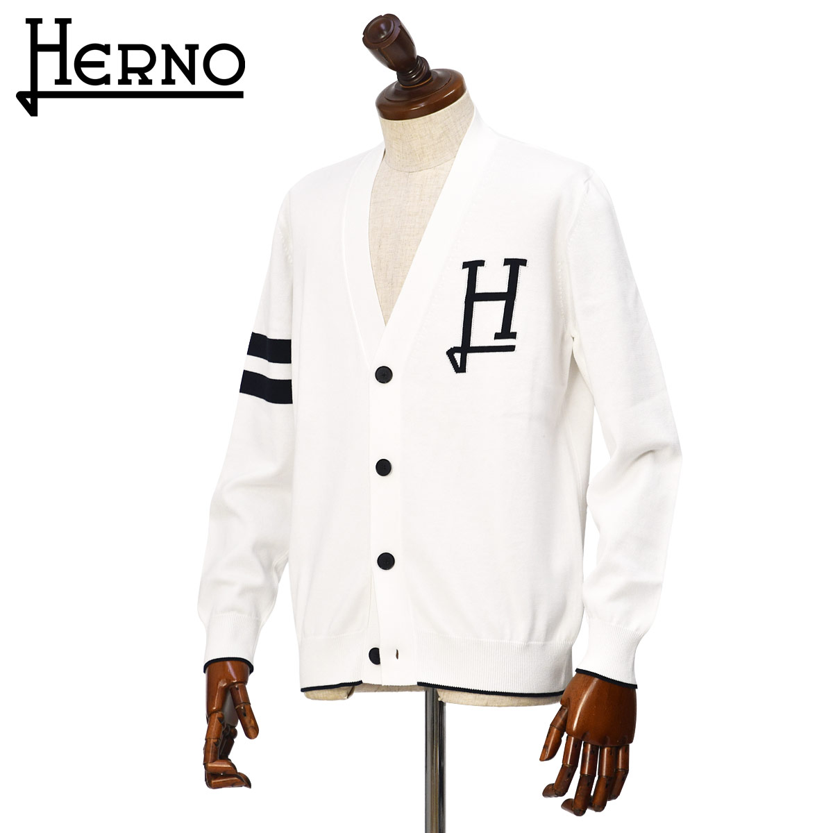 HERNOコットンニットロゴカーデ...