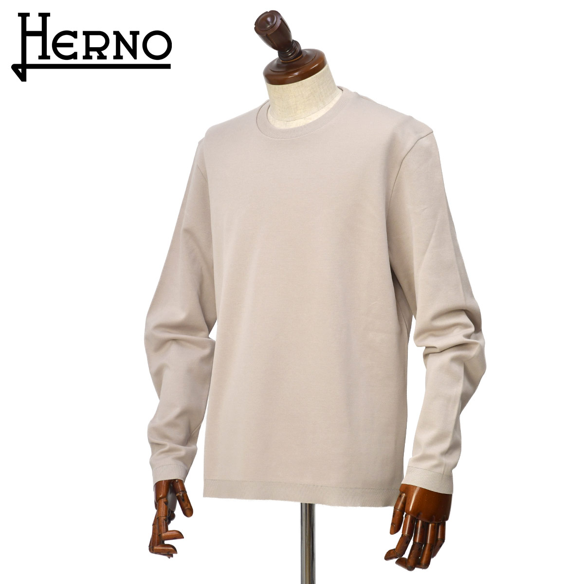 Rakuten - 【6/4(木)20：00〜 最大5,000円オフクーポン】HERNO【ヘルノ】クルーネックジャージー長袖Tシャツ JG000206U 52059 9403 コットン ベージュ