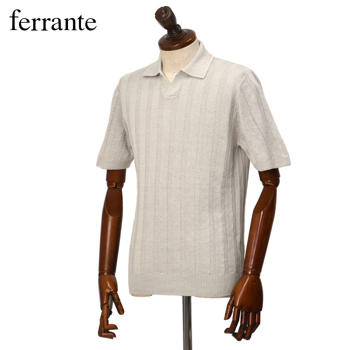 Rakuten - 【6/4(木)20：00〜 最大5,000円オフクーポン】FERRANTE【フェランテ】ハリヌキスキッパーポロ 55R21609 300 7G リネン コットン オフホワイト