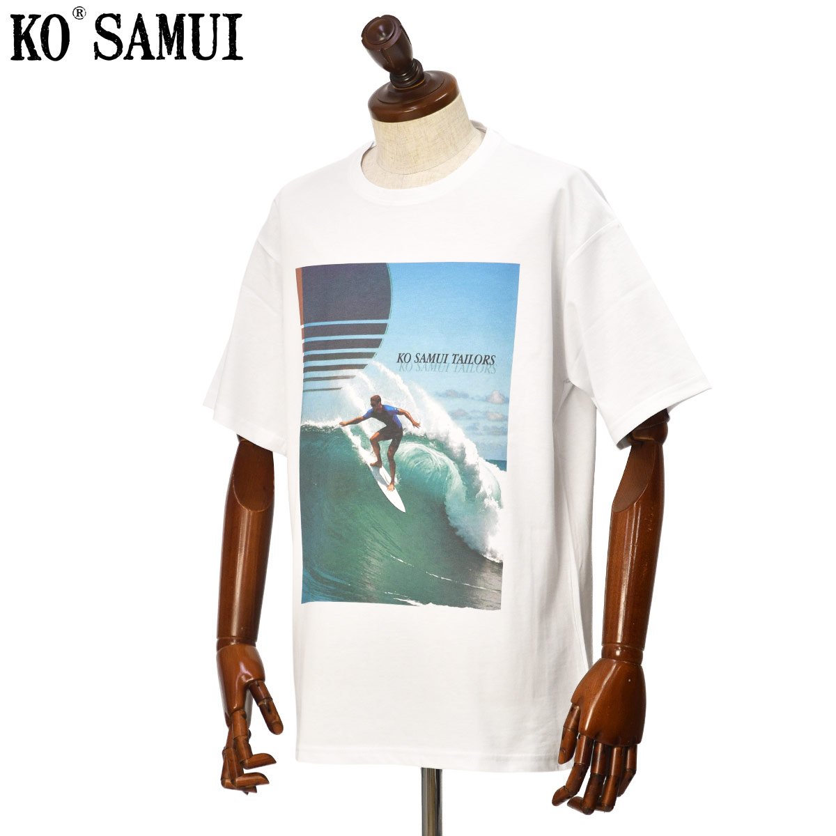 Rakuten - 【6/4(木)20：00〜 最大5,000円オフクーポン】KO SAMUI【コ サムイ】半袖クルーネックプリントTシャツ KMTR S791 CALWAVE コットン ホワイト