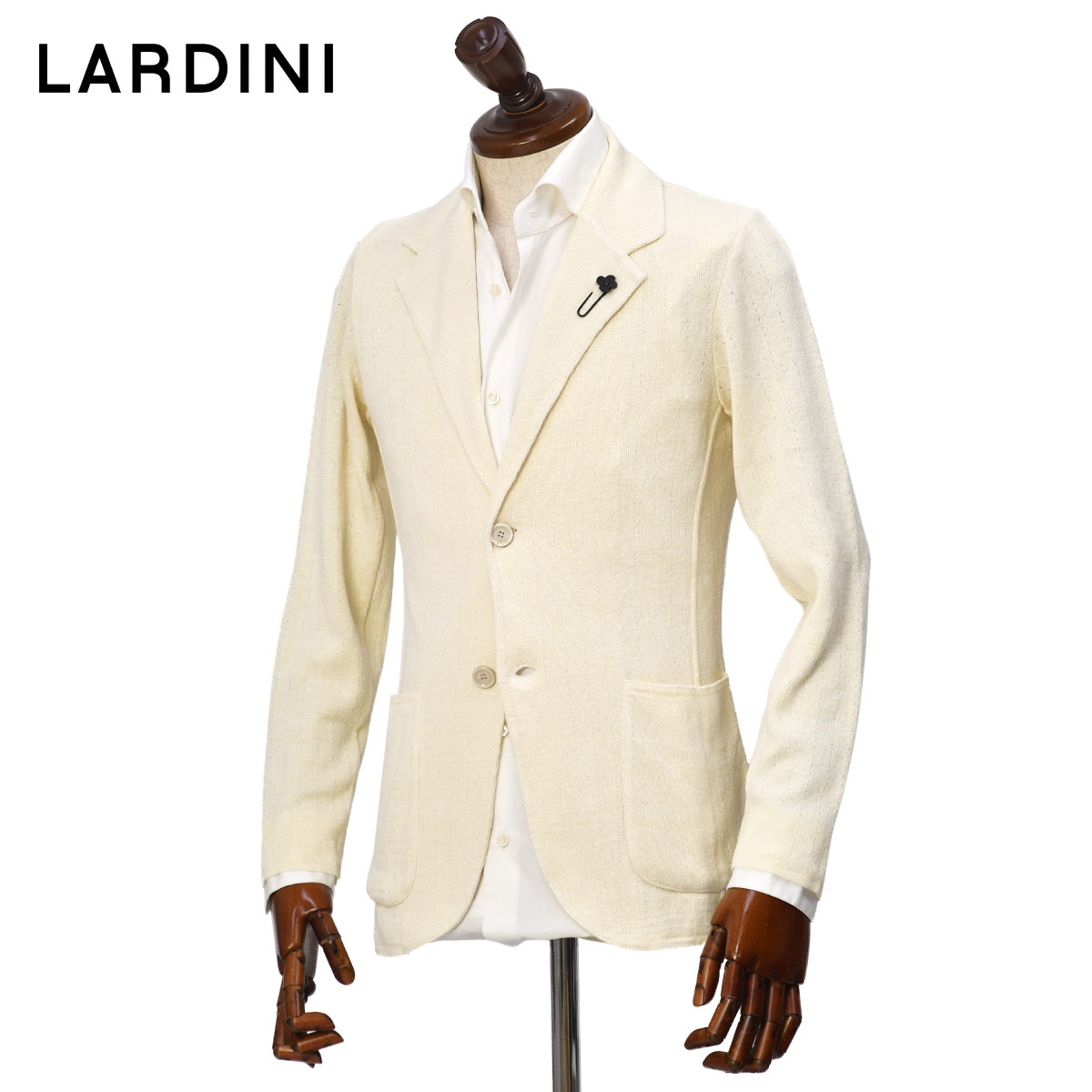LARDINI【ラルディーニ】ニットジャケット ALJM566007 150 リネン コットン ハリヌキ バニラホワイト