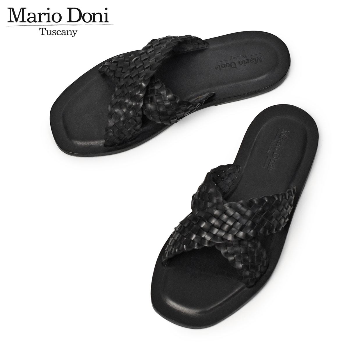 Rakuten - 【6/4(木)20：00〜 最大5,000円オフクーポン】Mario Doni【マリオ ドーニ】クロスイントレレザーサンダル BRAID ブラック