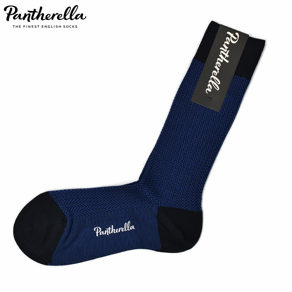 Rakuten - Pantherella【パンセレラ】ソックス 5311 FABIAN STEEL NAVY コットン ナイロン ヘリンボーン ネイビー