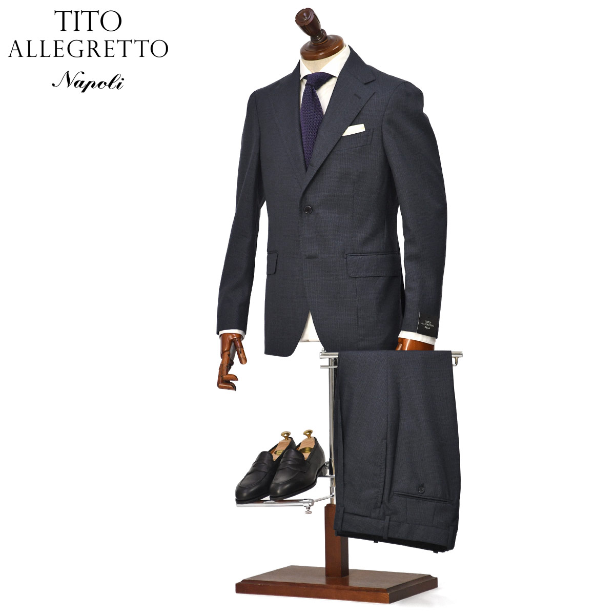 Rakuten - 【6/4(木)20：00〜 最大5,000円オフクーポン】TITO ALLEGRETTO【ティト アレグレット】シングルスーツ 301D TA-11-261-037 67I01-01-AU ヴァージンウール マイクロ千鳥 ネイビー