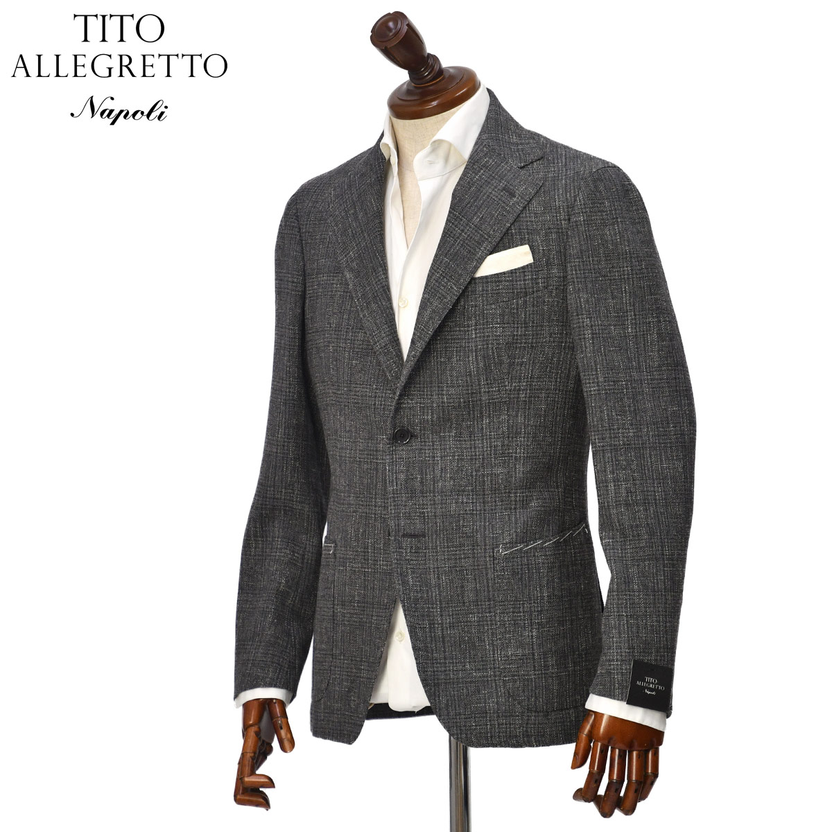 TITO ALLEGRETTOシングルジャケット 304D TA-05-261-026 19G09-01-GQG ヴァージンウール メランジ グレー