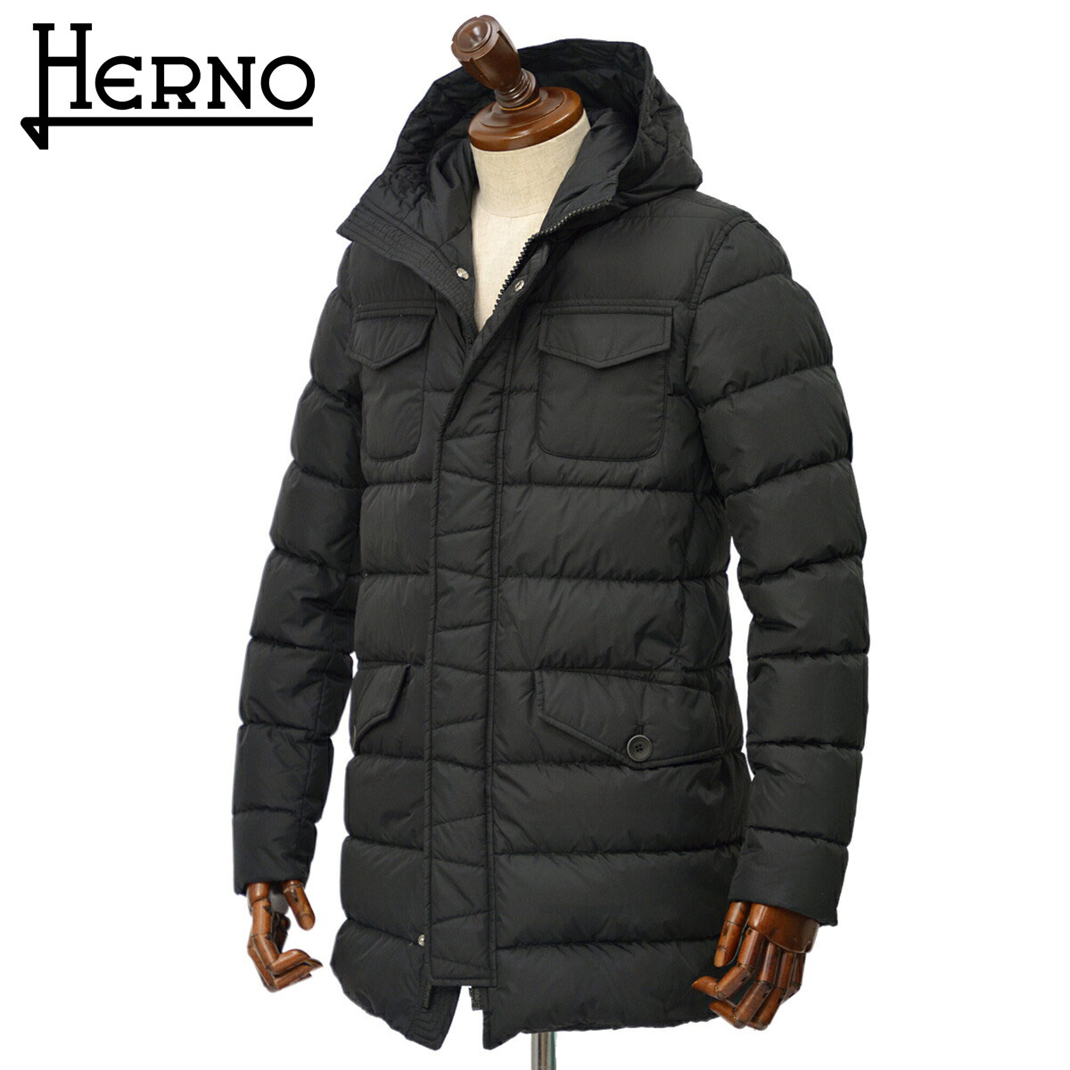 【6/4(木)20：00〜 最大5,000円オフクーポン】HERNO【ヘルノ】フードダウンブルゾン PI0191U 12004Z 9389 ポーラテック ナイロン ブラック