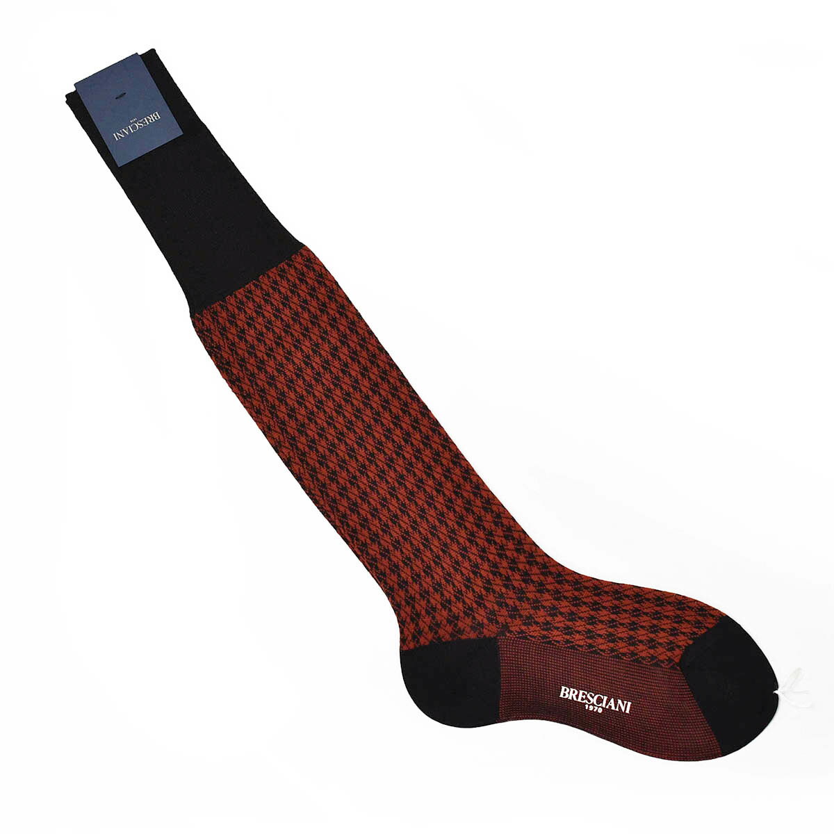 Formal Socks - BRESCIANI【ブレッシアーニ】ロングホーズソックス ML734JQ1456 002 コットン 千鳥 レッド×ブラック