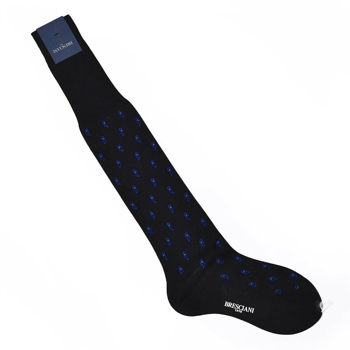 High Socks - 【4/14(火)20：00〜 最大5,000円オフクーポン】BRESCIANI【ブレッシアーニ】ロングホーズソックス ML034RI1272 008 コットン ペイズリー ネイビー