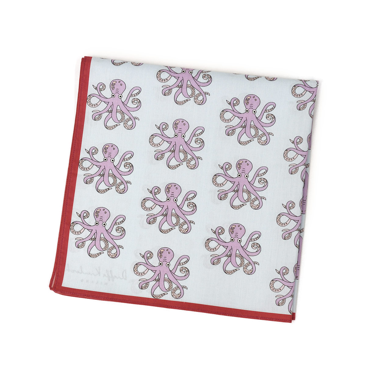 Dieffe Kinloch【ディエッフェ・キンロック】プリントハンカチ Octopus AO コットン サックス