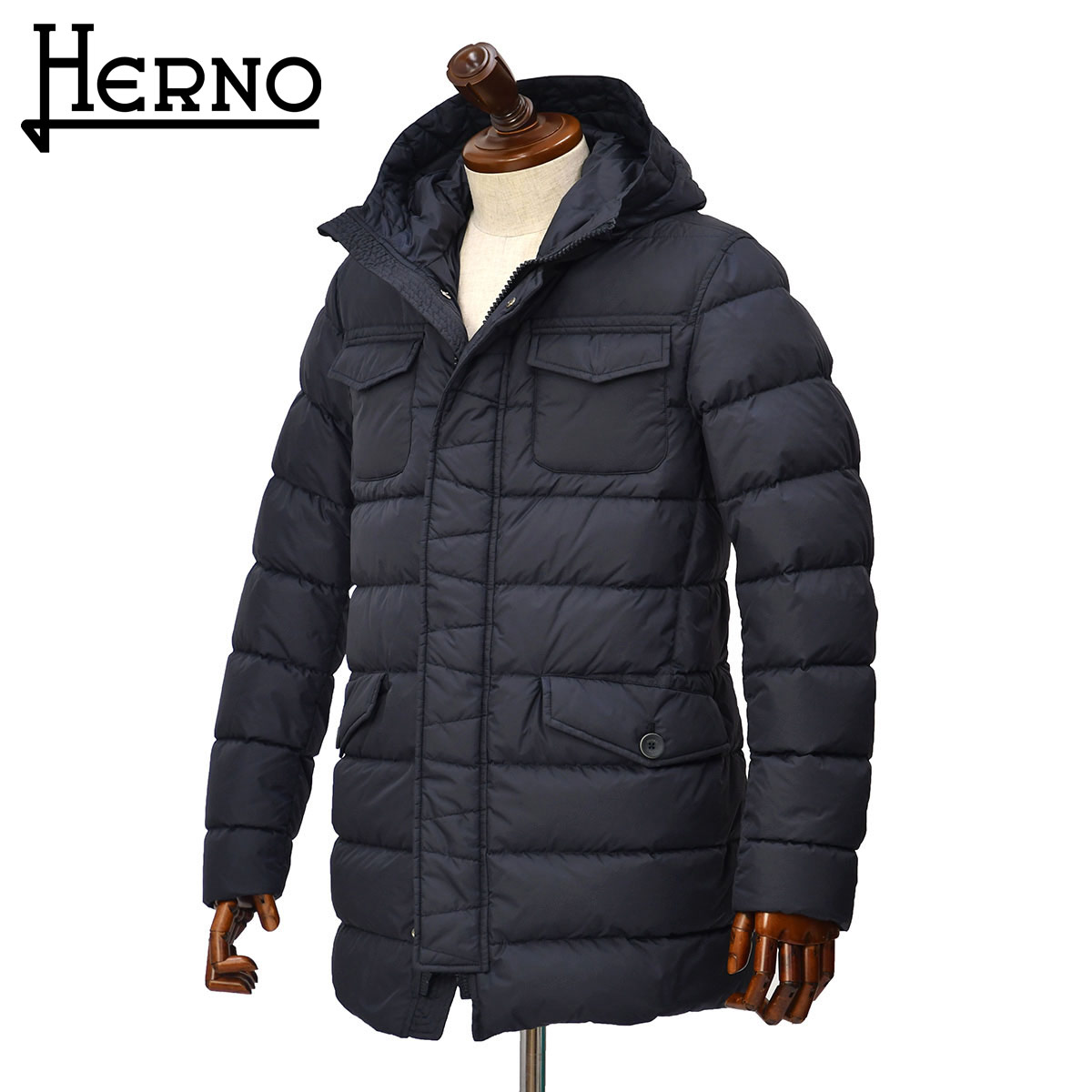 【6/4(木)20：00〜 最大5,000円オフクーポン】HERNO【ヘルノ】フードダウンブルゾン PI0191U 12004Z 9200 ポーラテック ナイロン ネイビー
