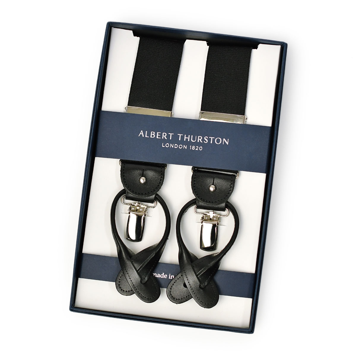 ALBERT THURSTON【アルバートサーストン】サスペンダー/ブレイシス 35MM AT-BLACK スムースレザー ブラック
