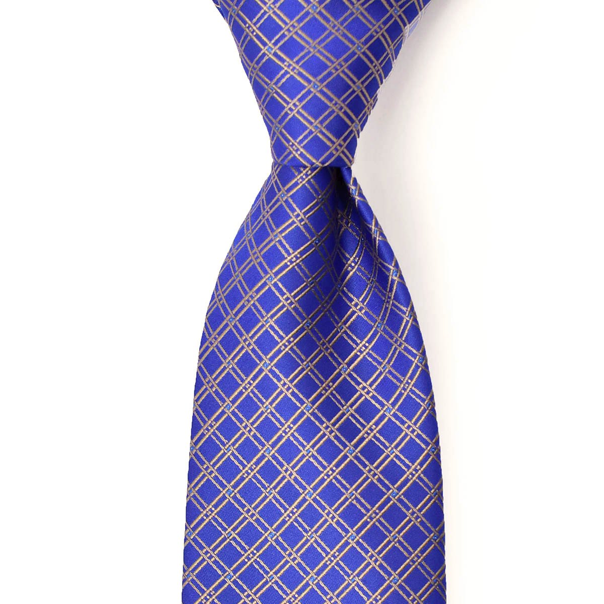 STEFANO RICCI【ステファノリッチ】44209 009 ネクタイ シルク チェック 小紋 ブルー×ゴールド
