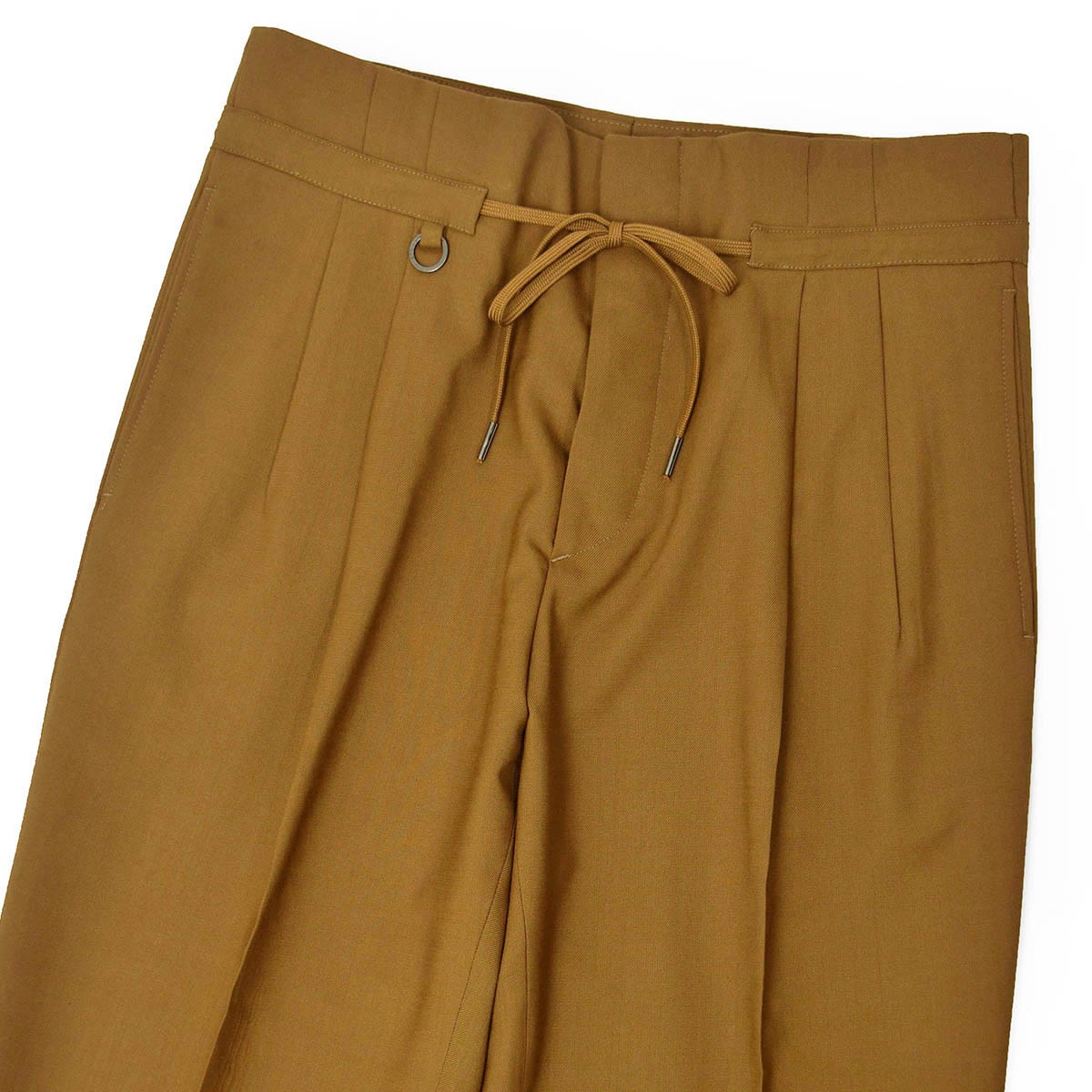 【FINAL SALE】BE’ABLE【ビーエイブル】2プリーツ ドローコードパンツ ERICK WBS-W22 WHISKY ウール ポ..