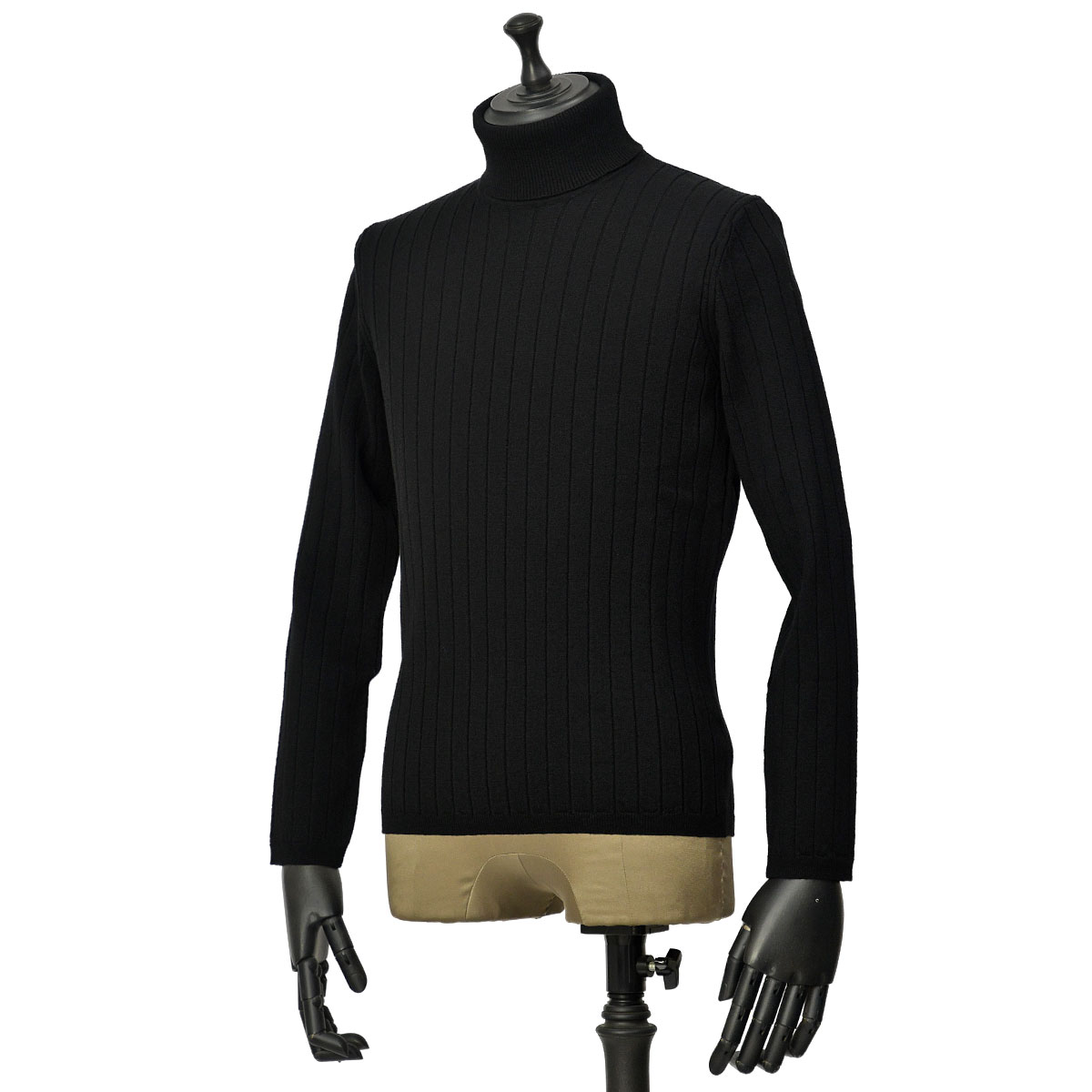 【FINAL SALE】【sizeS,M】Phil Petter【フィルぺター】タートルネックリブニット Roll neck 40 22228 09 ウール ポリウレタン ブラック