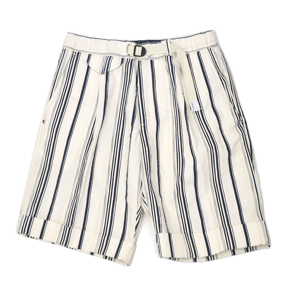 乐天商城 - 【SALE】White Sand【ホワイトサンド】イージーショートパンツ SU57 137 コットン ポリエステル ストライプ ホワイト ネイビー