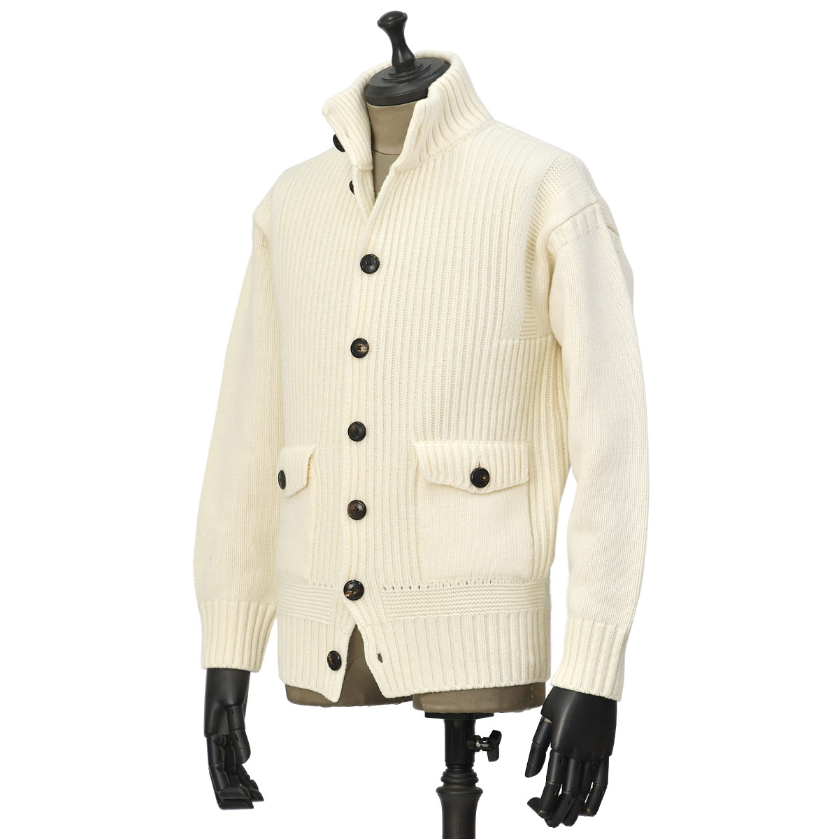 DOPPIAA【ドッピアアー】スタンドカラーニットブルゾン AALMARO X5301 02 PANNA ウール ナイロン ホワイト