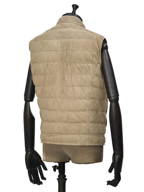 EMMETI【エンメティ】ダウンベスト JURI DOWNVEST SP LAMB SKIN SUEDE MOON LIGHT ユリ ユーリ ラムスウェード サンドベージュ