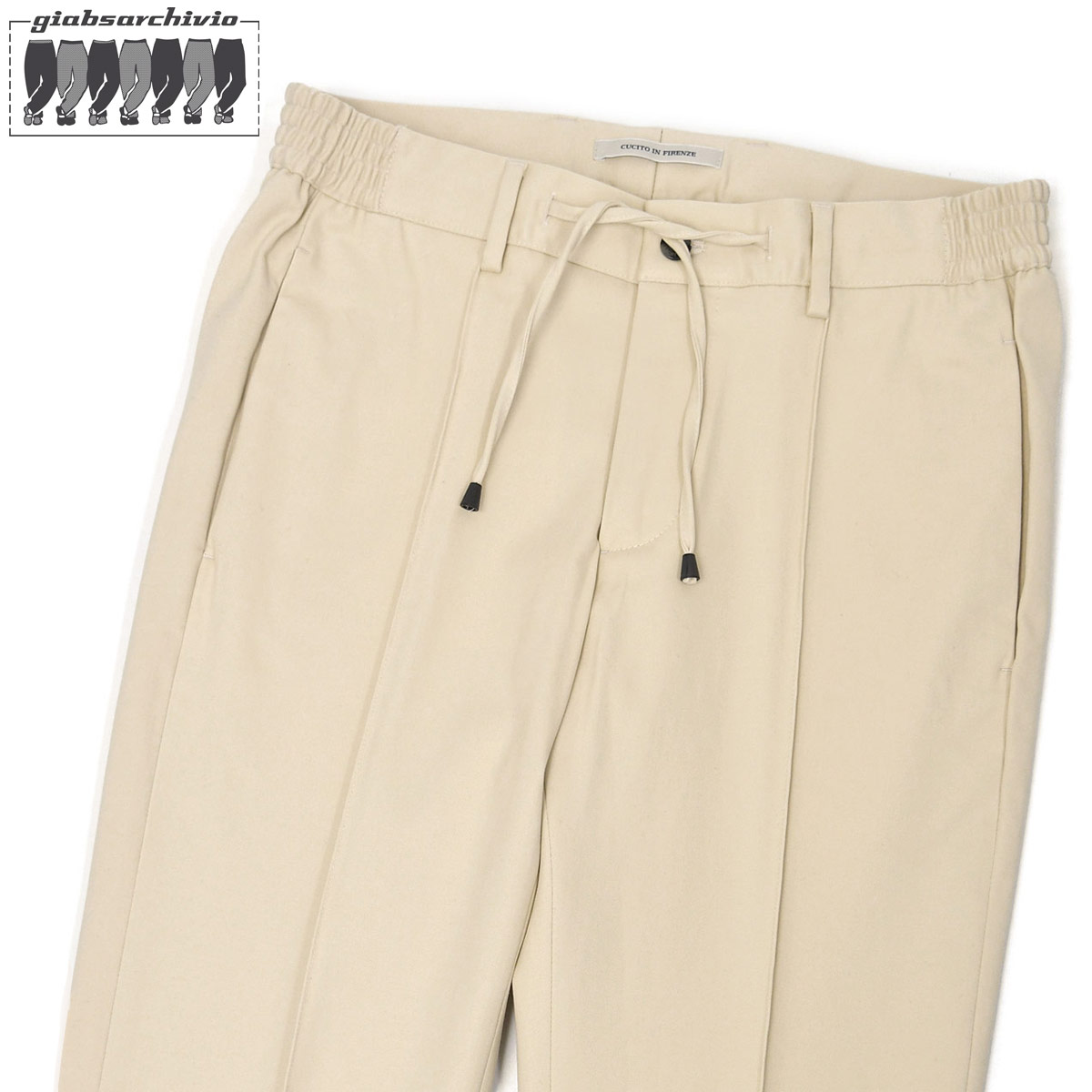 【3/20(金)20：00～ 最大2,500円オフクーポン】【ポイント5倍】giab's ARCHIVIO【ジャブス アルキヴィオ】リラックスパンツ MASACCIO M1 A5735 10 コットンサテン ベージュ