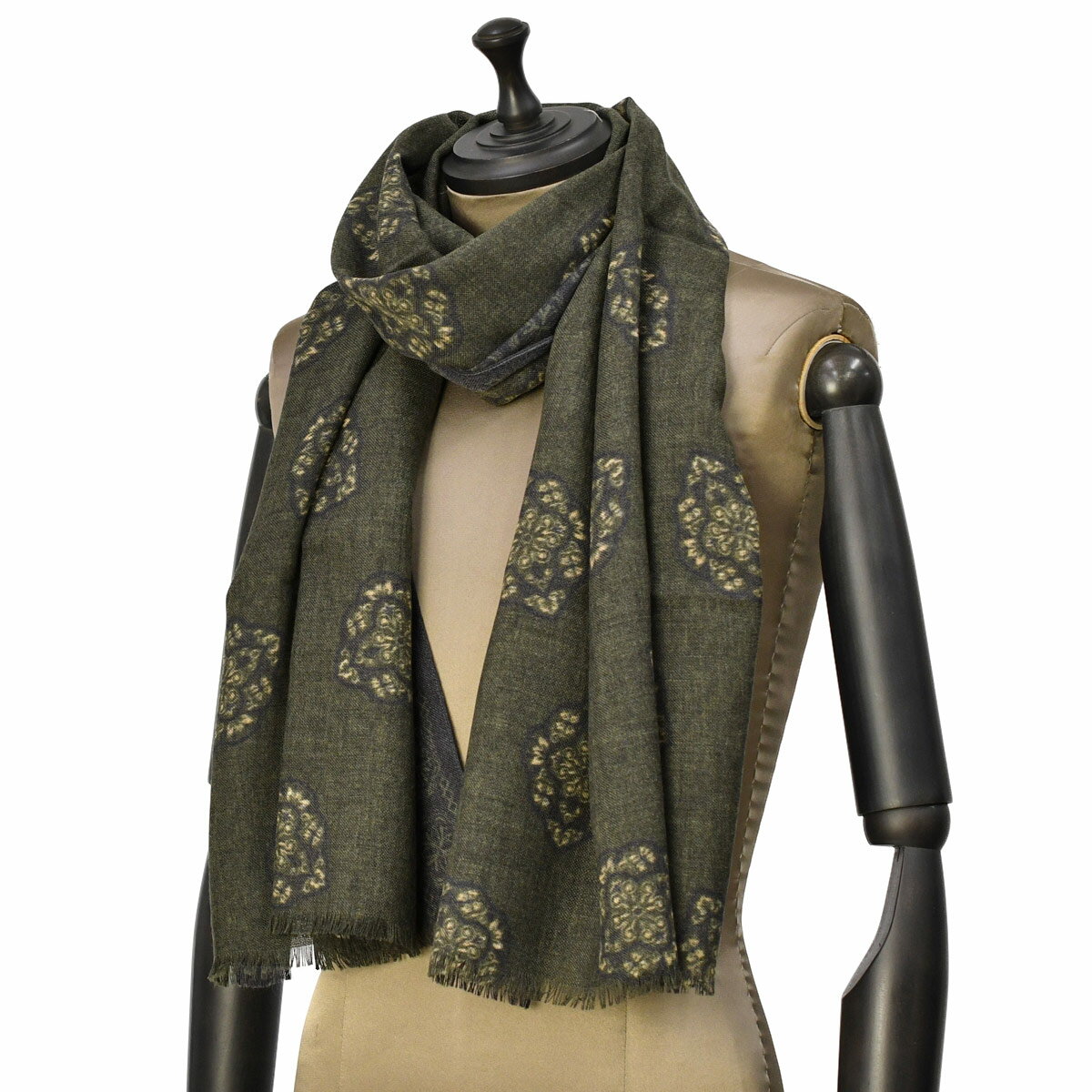 GIERRE【ジエレ】ストール 252253 4 ウール 幾何学 カーキ