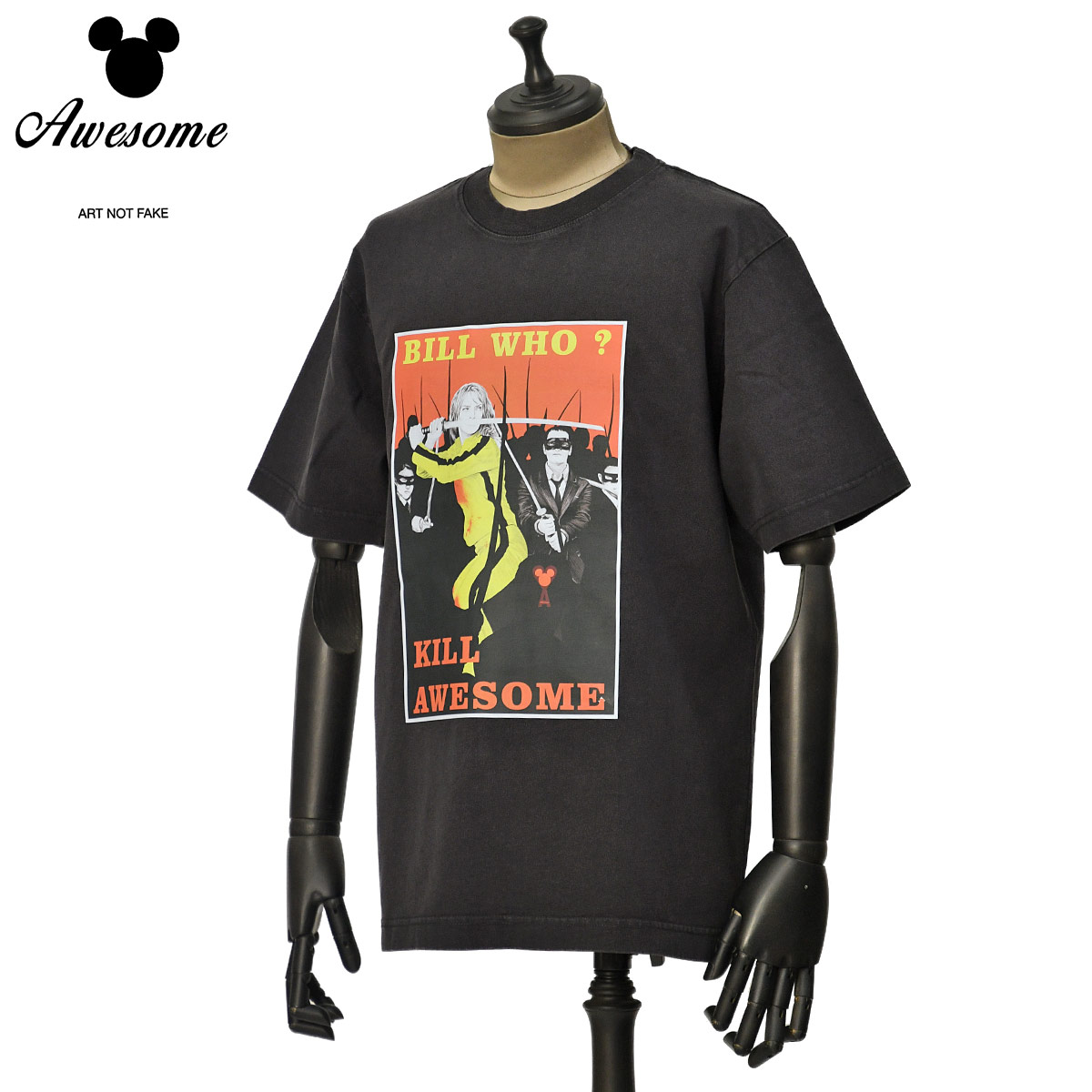 乐天商城 - AWESOME【オーサム】リラックスシルエットプリントTシャツ MIAMI OLD 003KILLBILL DYED BLACK コットン キルビル アッシュブラック