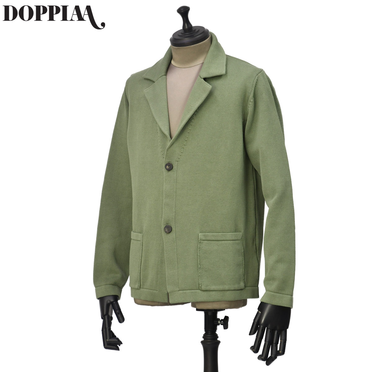 乐天商城 - DOPPIAA【ドッピアアー】シングルニットジャケット AALVIERO AB9303 33 VERDE MILITARE コットン リーフグリーン