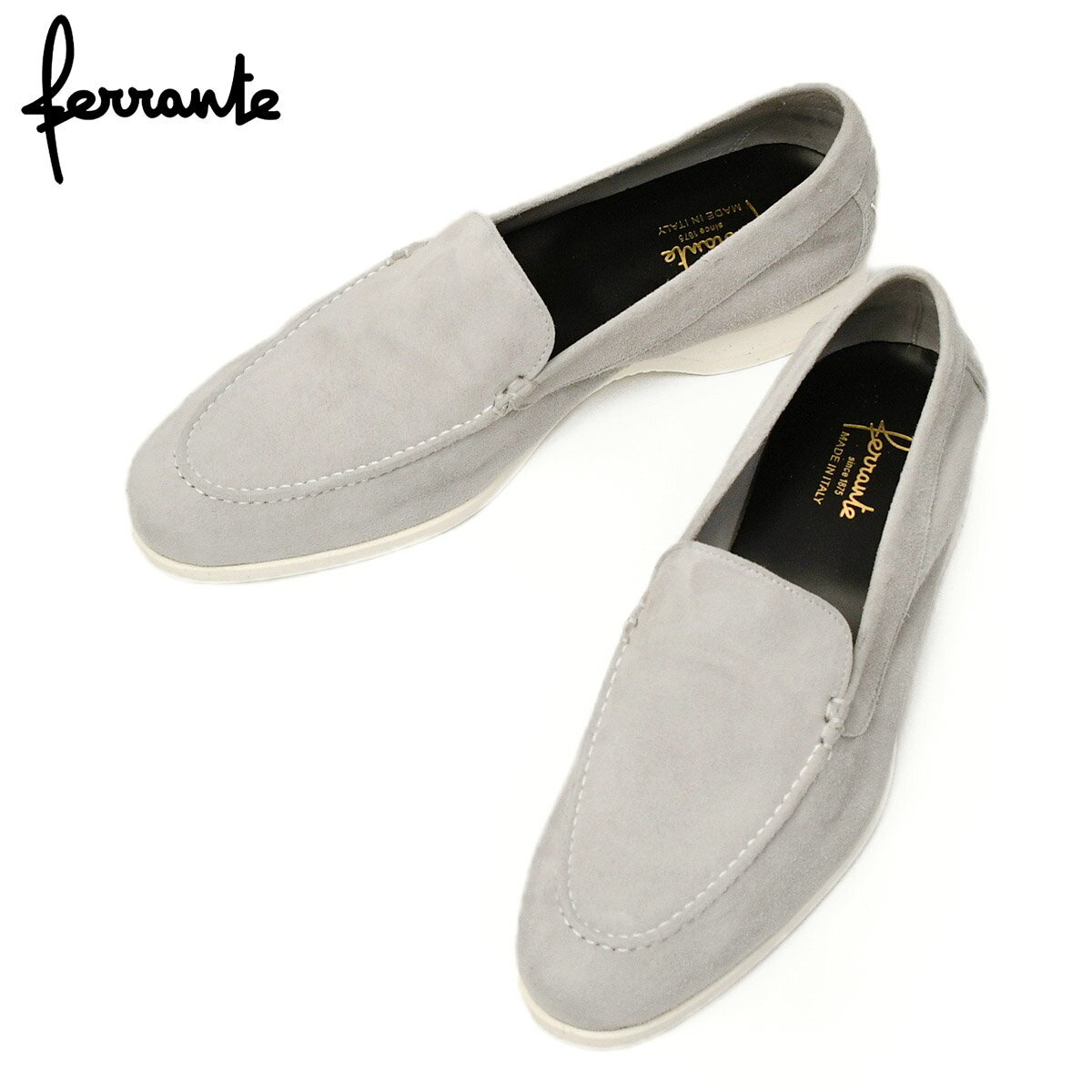 Ferranteヴァンプローファー スリッポン NAVY M BARCA CAMOSCIO 1880 010 スエード ライトグレー