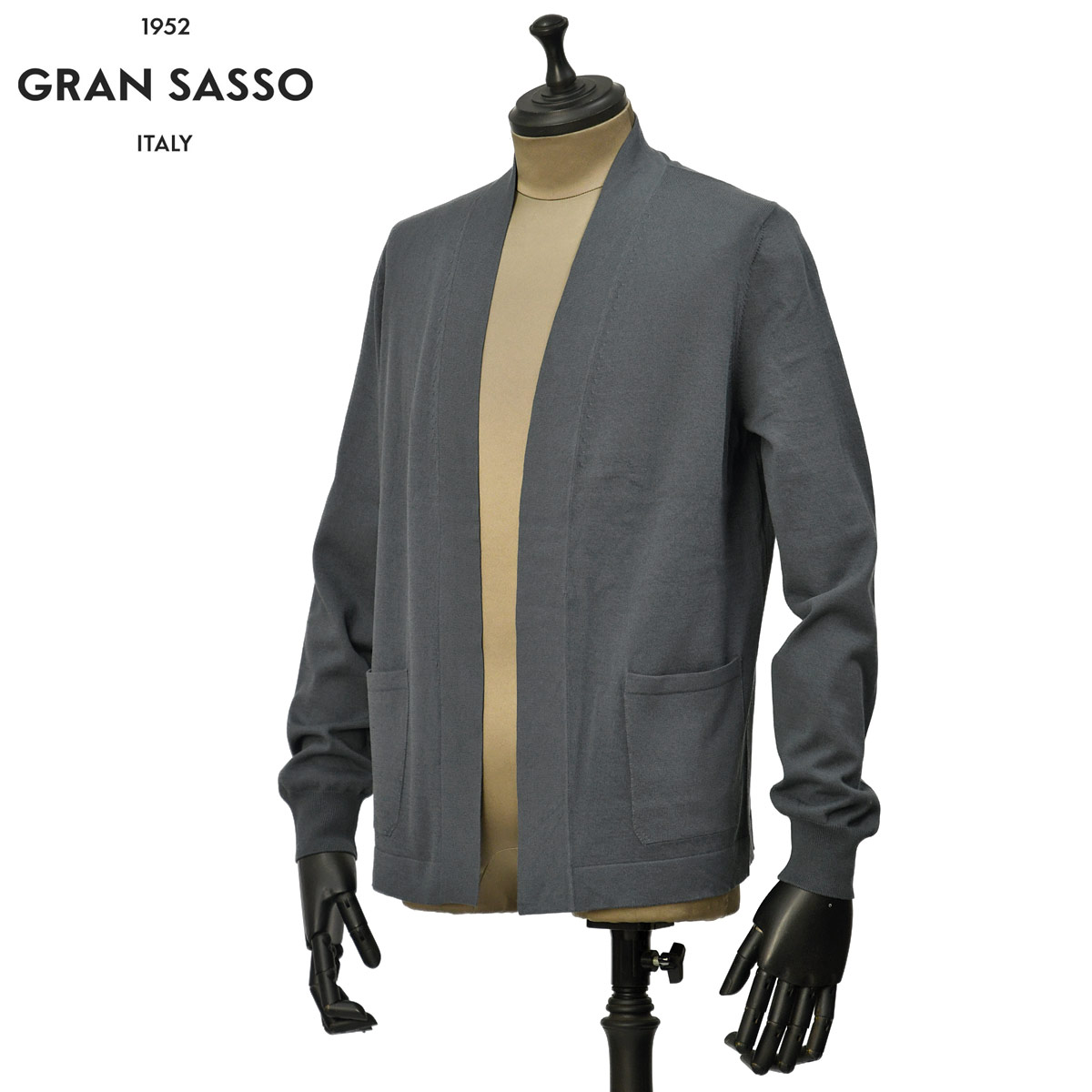 乐天商城 - GRAN SASSO【グランサッソ】ボタンレスカーディガン 57185 20649 570 フレッシュコットン 12G マットグレー