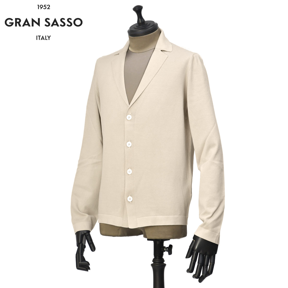 乐天商城 - 【5/9(土)20：00〜 最大5,000円オフクーポン】GRAN SASSO【グランサッソ】シングルニットジャケット 57105 18129 012 ソフトコットン 12G ベージュ