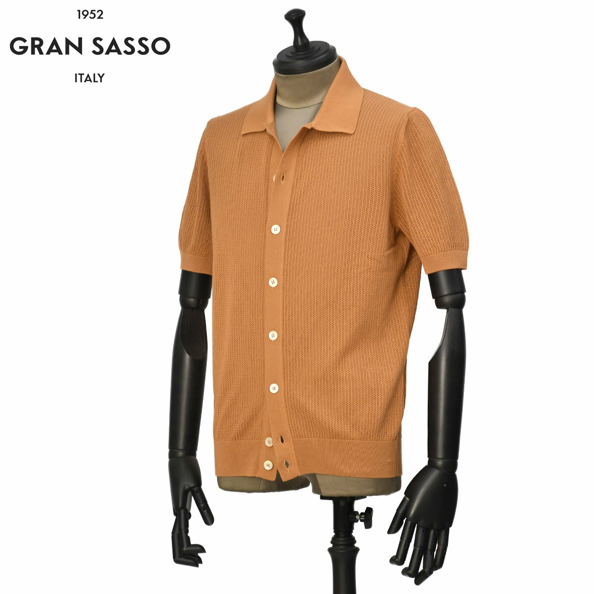 乐天商城 - GRAN SASSO【グランサッソ】ニットシャツ 57180 20611 128 フレッシュコットン 12G オレンジ