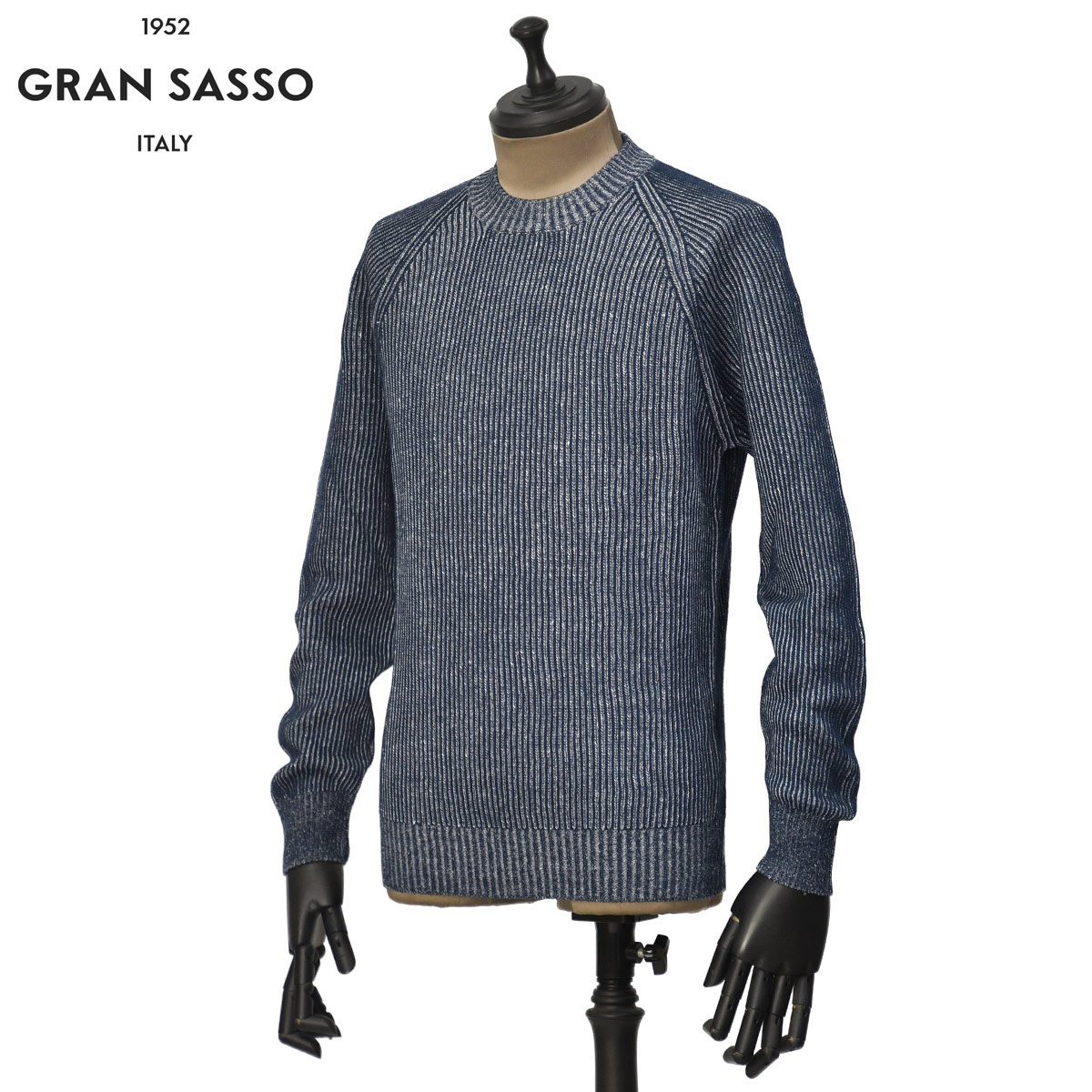 【4/24(金)20：00〜 最大5,000円オフクーポン】GRAN SASSO【グランサッソ】リブクルーネックニット 23152 18632 804 リネンコットン 8G..