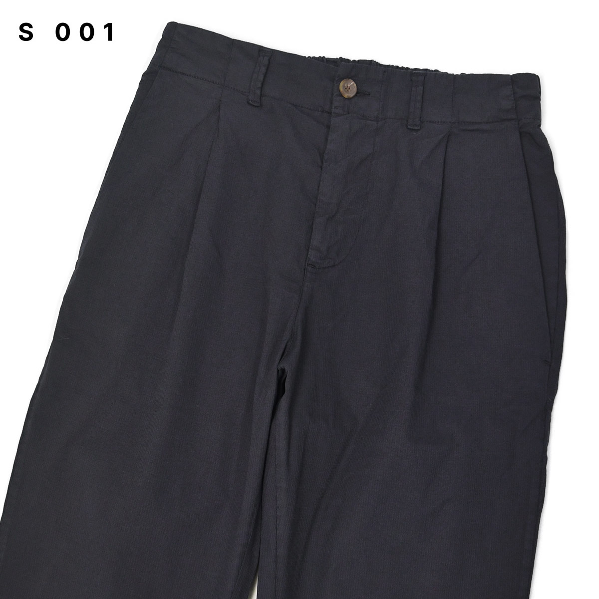 【3/20(金)20：00～ 最大2,500円オフクーポン】【ポイント5倍】S 001【エッセ ゼロゼロウーノ】ワンプリーツパンツ PIRRO 85FIT NAVY コットン ポリウレタン ネイビー