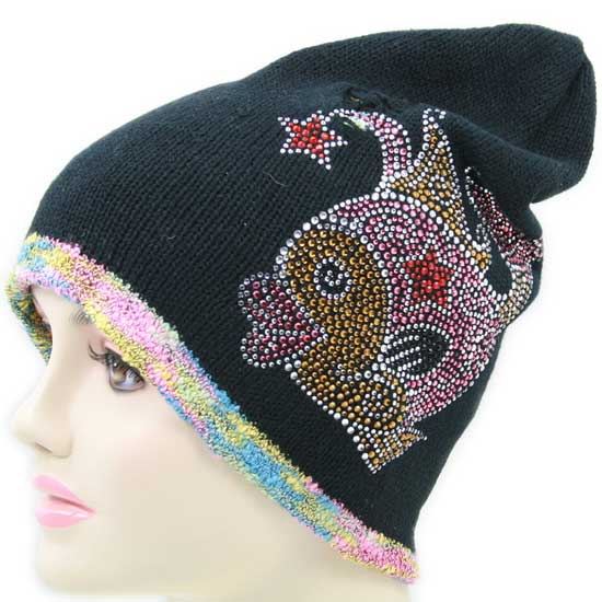 FOUR FORTY ONE(4.41) Rhinestone Knit Cap Pisces Black フォー フォーティーワン(4.41) ラインストーン ニット キャップ ピスケス(魚座) ブラック【あす楽対応_近畿】【あす楽対応_中国】【あす楽対応_四国】【あす楽対応_九州】