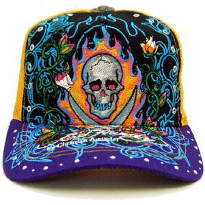 エドハーディー ラインストーン キャップ 13スカル ブラック/イエロー/パープルED HARDY Rhinstone Cap 13Skull Black/Yellow/Purple【あす楽対応_近畿】【あす楽対応_中国】【あす楽対応_四国】【あす楽対応_九州】