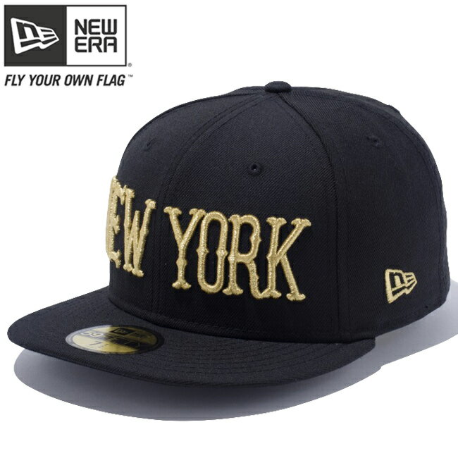 j[G 5950Lbv S[hS j[[N ubN ^bNS[h New Era 59FIFTY Cap Gold Logo New York Black Metallic Gold