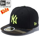 ニューエラ 5950キッズキャップ ツートーンボディ MLB ニューヨークヤンキース ブラック ウッドランドカモ New Era 59FIFTY Kids Cap 2Tone Body MLB New York Yankees Black