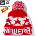 ニューエラ ニット帽 キッズニットキャップ ポンポンニット スターライン スカーレット ホワイト スノーホワイト New Era Kids Knit Cap Pom-Pon Knit Star Line Scarlet White Snow White