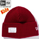 ニューエラ ニット帽 キッズニットキャップ ミリタリーニット パッチ レッド スノーホワイト New Era Kids Knit Cap Military Knit Patch Red Snow White