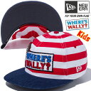 ウォーリー×ニューエラ 950 スナップバック キッズ キャップ ロゴ ボーダー プリント ウォッシュドデニム Wally×New Era 9FIFTY Snap Back Kids Cap Logo Stripes Print Denim