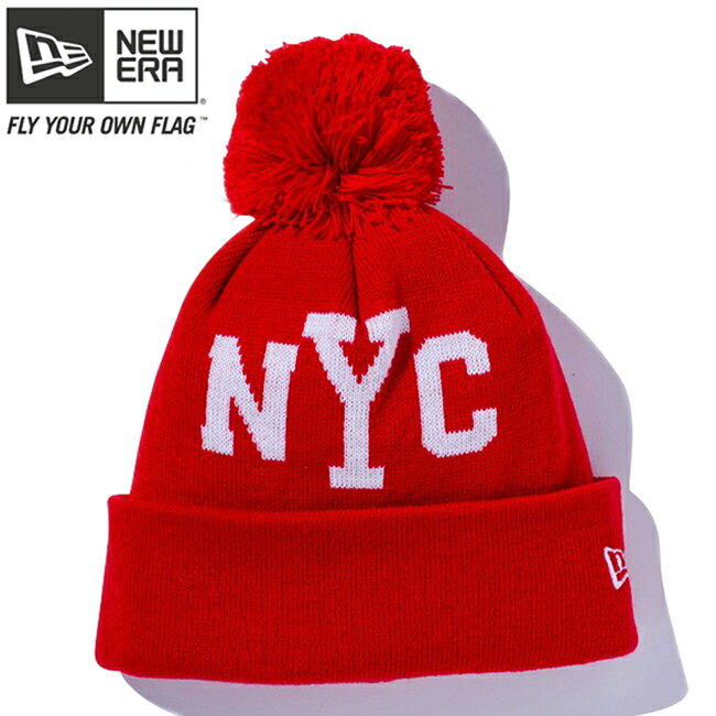 j[G jbgX jbgLbv ||jbg j[[NVeB NYC XJ[bg zCg Xm[zCg New Era Knit Cap Pom-Pon Knit New York City NYC Scarlet White