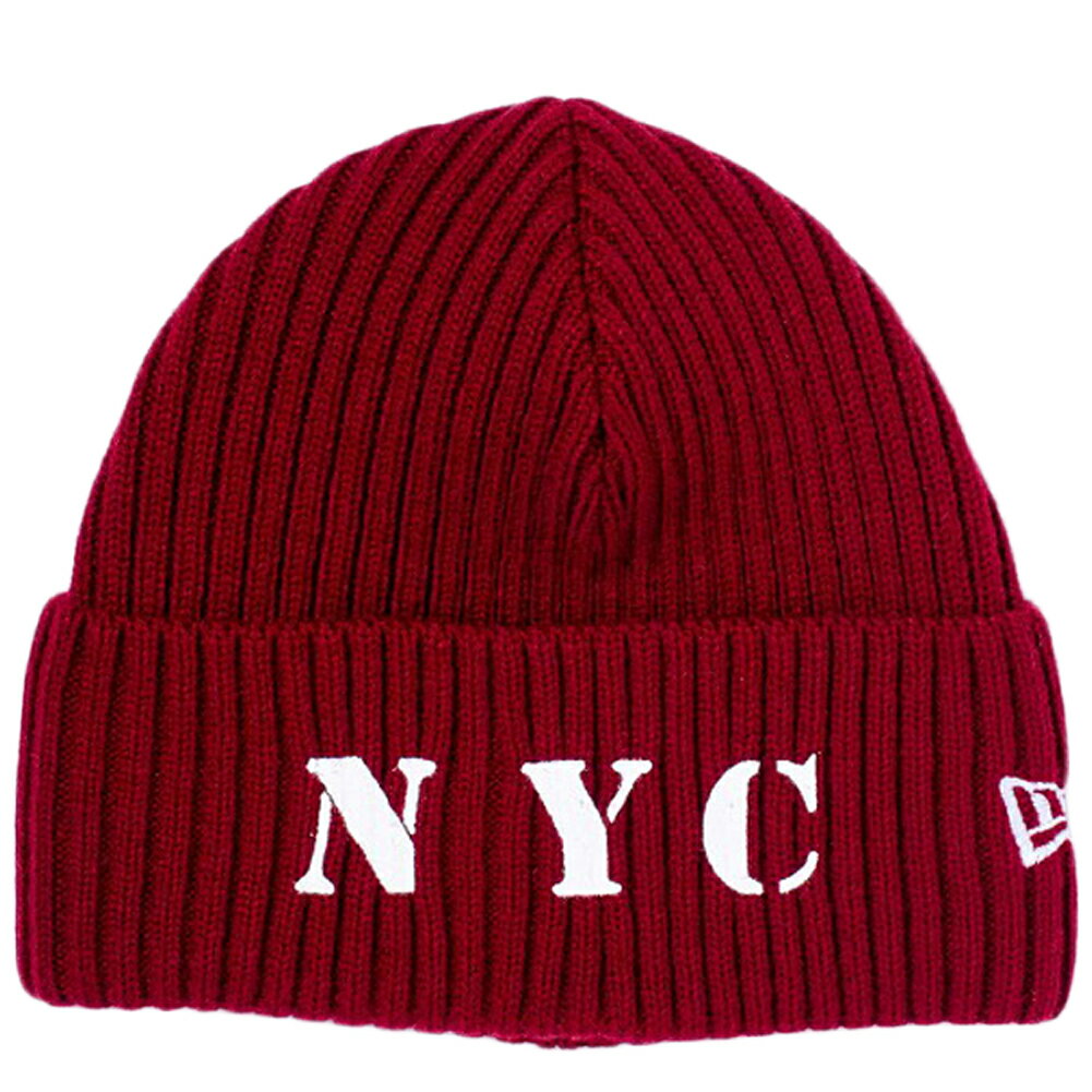 j[G jbgX jbgLbv ~^[jbg NYC XeVS bh zCg Xm[zCg New Era Knit Cap Military Knit NYC Stencil Logo Red White Snow White