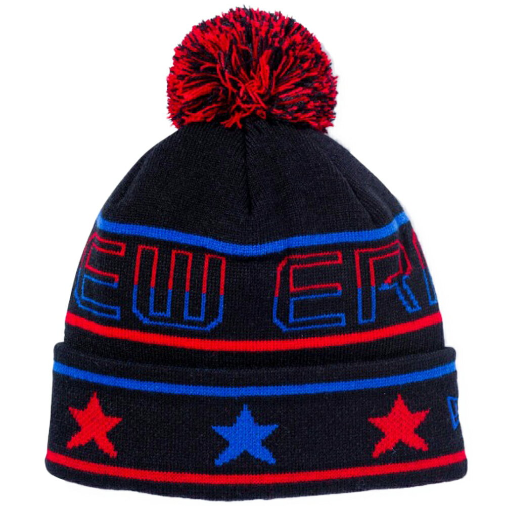 ニューエラ ニット帽 ポンポンニット スターライン ブラック スカーレット ロイヤル ロイヤル New Era Pom-Pon Knit Star Line Black Scarlet Royal Royal