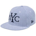 ニューエラ 950キッズキャップ スナップバック ニューヨークシティ NYC ブルーシアサッカー スノーホワイト New Era 9FIFTY Kids Cap Snap Back New York City NYC Blue Seersucker