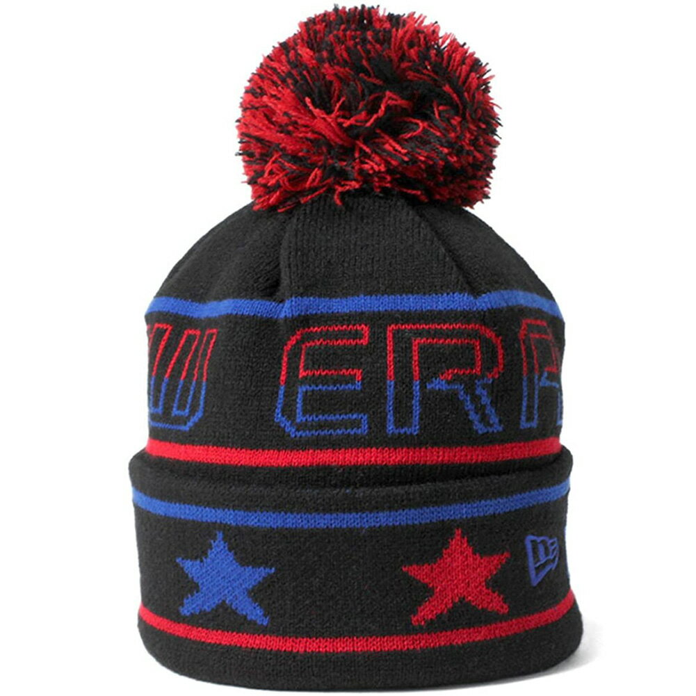 ニューエラ ニット帽 キッズ ポンポンニット スターライン ブラック スカーレット ロイヤル New Era Kids Pom-Pon Knit Star Line Black Scarlet Royal