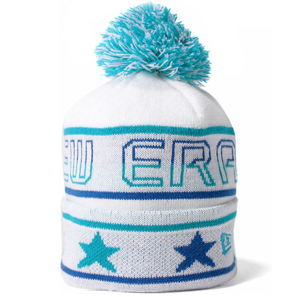 j[G jbgX LbY ||jbg X^[C zCg C ^[RCY uCg^[RCY New Era Kids Pom-Pon Knit Star Line White Royal Turquoise Bright Turquoise