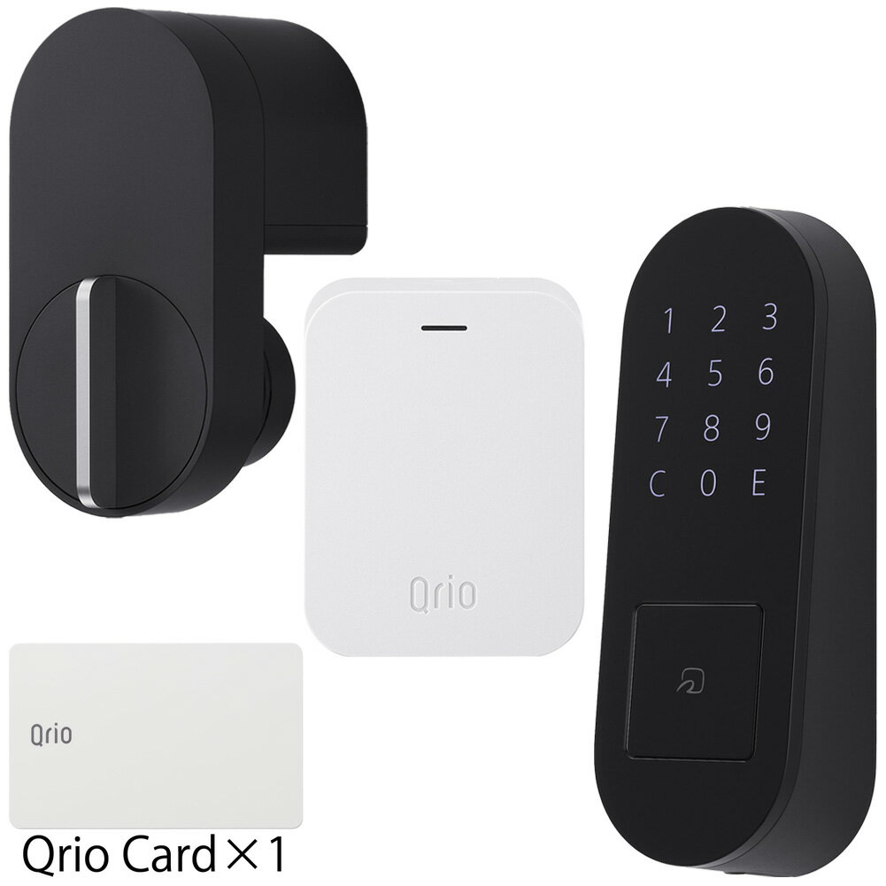 ▼この商品のオススメポイント・キュリオロックブラック（Q-SL2）、キュリオハブ（Q-H1A（Q-H1））、キュリオパッドブラック（Q-KP2/B）のセット商品です。・カードや暗証番号でQrio Lockを解錠できます。 ・Qrio PadにはQrio Cardが1枚付属しています。・Qrio Lock と Qrio Hub をセットで使用すると外出先からでも解鍵・施錠ができるようになります。 ・Google Home、Amazon Alexa、LINE ClovaによるQrio Lockの操作が可能製品のポイントキュリオロックブラック（Q-SL2）、キュリオハブ（Q-H1A（Q-H1））、キュリオパッドブラック（Q-KP2/B）のセット商品です。Qrio PadにはQrio Cardが1枚付属しています。Product Information / 商品情報商品コードSET00000052品番ロック:Q-SL2パッド:Q-KP2/Bハブ:Q-H1A（Q-H1）JANコードロック:4573191100331パッド:4573191100560ハブ:4573191100416（4573191100102）付属品1.CR123Aリチウム電池×22.本機用両面テープ×23.高さ調整プレート（大／小）4.開閉センサー用両面テープ×15.開閉センサー6.固定ネジ（長×4／短×4）7.サムターンホルダー（S／M／L）8.取扱説明書等9.Qrio Card×1保証期間1年間注意 ■ ご注文の際は、以下内容を予めご了承ください。※1. 価格、デザイン、仕様等は予告なく変更する場合があります。 ※2. 色、サイズ等、写真と実際の商品とは若干の違いがある場合がございます。 ※3. お客様のご都合による商品の返品・交換はお受けできません。仕様・スペックカラーロック:ブラックパッド:ブラックハブ:ホワイトサイズロック:長さ 115.5 mm ／ 幅 57 mm ／ 奥行き 77 mm （つまみ含む）パッド:高さ 160.5 mm ／ 幅 56 mm ／ 奥行き 44.1 mmハブ:高さ 91.2 mm ／ 幅 71 mm ／ 奥行き 26 mm（プラグ含まず）重さロック:約207 g（本体のみ） ※ CR123Aリチウム電池2本含んだ重さ：約240 gパッド:約197 g（本体のみ）※ CR123Aリチウム電池2本含んだ重さ：約 230 gハブ:約105 g電源ロック:DC 6.0 V、 CR123Aリチウム電池×2パッド:DC 6.0 V、 CR123Aリチウム電池×2ハブ:AC 100 V 、 50 / 60 Hz素材ロック:PC樹脂等パッド:-ハブ:-対応OSiOS 11.4以上Android 5.0以上通信ロック:Bluetooth 標準規格 Ver4.2(LE)パッド:Bluetooth 標準規格 Ver5.0(LE)ハブ:Wi-Fi 802.11 b / g / n (2.4 GHz)（Q-H1）Bluetooth 標準規格 Ver4.1(LE)（Q-H1A）Bluetooth 標準規格 Ver4.2(LE)出力ロック:Bluetooth 標準規格 Power Class 2パッド:Bluetooth 標準規格 Power Class 2ハブ:-周波数帯域ロック:2.4 GHz帯 (2.4000 GHz〜2.4835 GHz)パッド:2.4 GHz帯 (2.4000 GHz〜2.4835 GHz)ハブ:-生産国日本ご購入の前に・Qrio Lockはドアのサムターンに取り付けることにより、スマートフォンでカギの解錠／施錠を行うことができるデバイスです。・ご利用には対応スマートフォンが必要です。また、サムターンの形状などにより取り付けられないことがございますので、ご購入前に対応状況をご確認下さい。また、スマートフォンの電池切れなどに備え、お出かけの際は従来の鍵をお忘れにならないよう、お気をつけください。・Qrio Lock1台につき登録できるアカウント数は、合カギ発行分と合わせ20アカウントまでです。・Qrio Hubのご利用には2.4GHz帯のWi-Fi環境が必要です。・リモート操作はインターネットを介して通信するため、操作完了まで多少時間を要します※ご注文の際は必ずお読みください※Please check before ordering海外販売についてAbout overseas sales日本国内へのみ販売です。海外販売には対応していません。It is sold only to Japan.We do not support overseas sales.