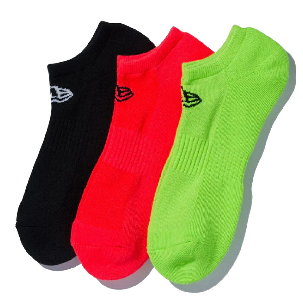 ニューエラ ソックス ショート 3ペア フラッシュパック マルチ ブラック ネオンオレンジ ネオングリーン 1セット New Era SOCKS SHORT 3PAIRS FLASH NONE